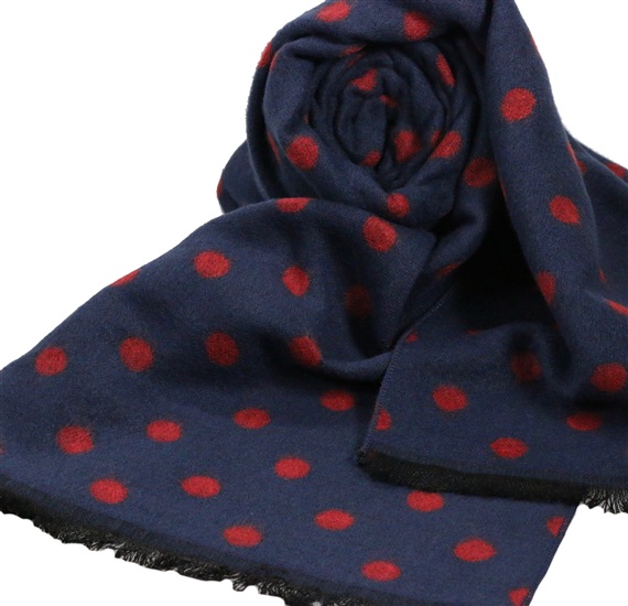 Sciarpa Blu Navy a Pois Bordeaux