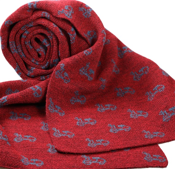 Sciarpa Bordeaux con Vespe Blu