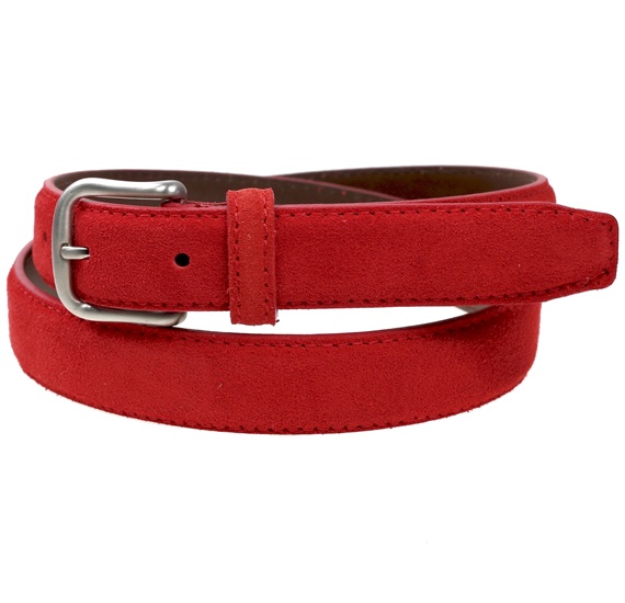 Cintura Cadetto in Pelle Scamosciata Rosso Ferrari
