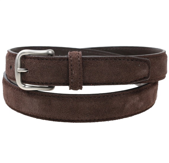 Cintura Cadetto in Pelle Scamosciata Marrone Scuro