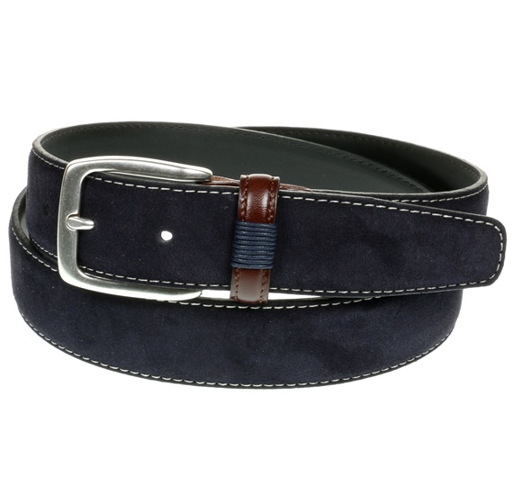 Cintura in Pelle Scamosciata Blu Scuro