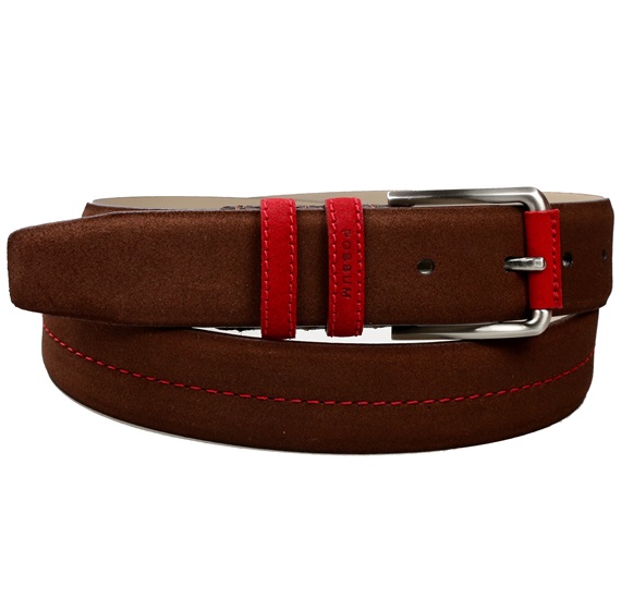 Cintura in Camoscio Marrone e Rosso