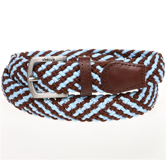 Cintura Elastica Bambino Intrecciata Azzurro Cielo e Marrone
