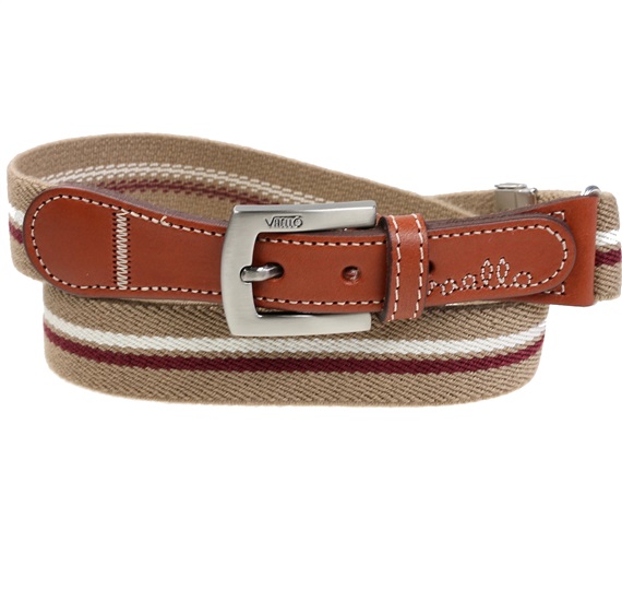Cintura Elastica Bambino Beige con Righe Bordeaux