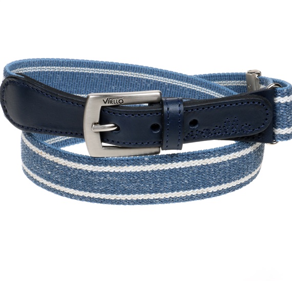 Cintura Elastica Bambino in Denim a Righe Beige
