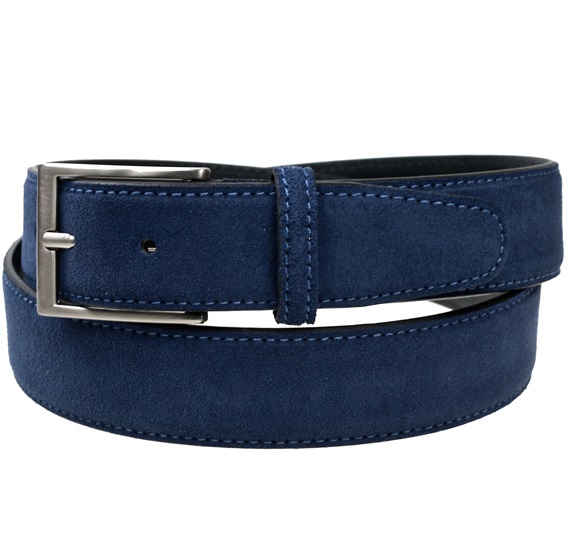 Cintura in Pelle Scamosciata Blu Navy