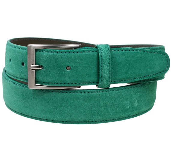 Cintura in Pelle Scamosciata Verde Mare Scuro