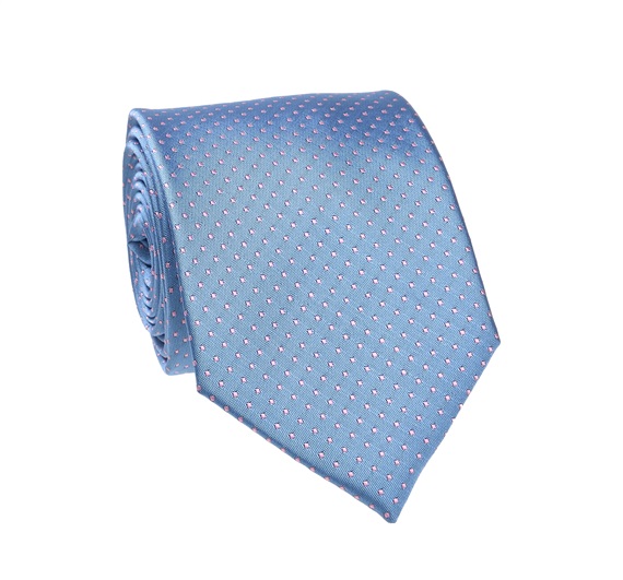 Cravatta Blu Cielo con Pois Rosa