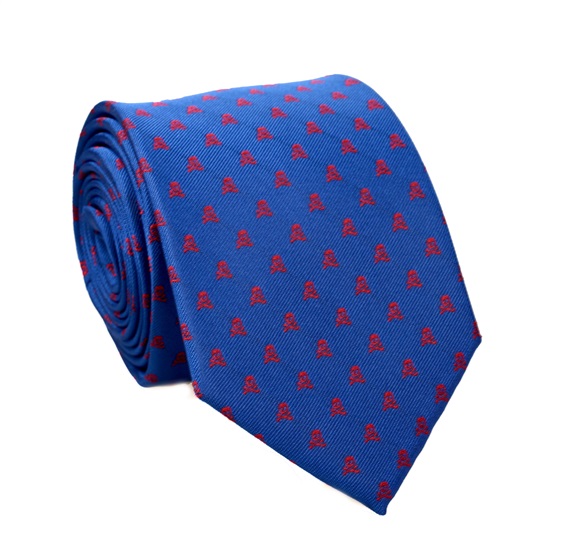 Cravatta Blu Francia con Teschi Rossi