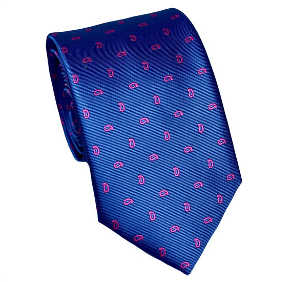 Cravatta Blu Royal Paisley Rosa