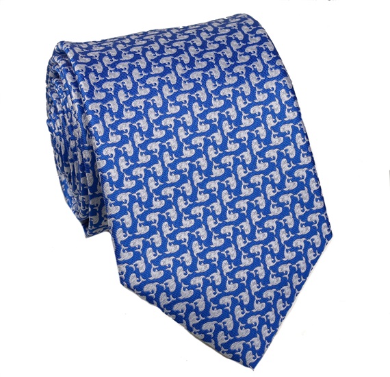 Cravatta Blu con Delfini Bianchi
