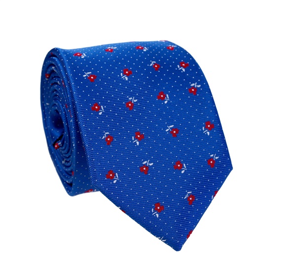 Cravatta Blu con Rose Rosse