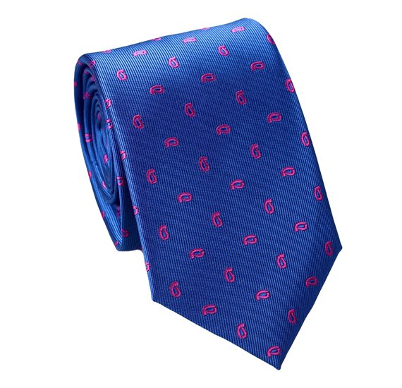 Cravatta Cadetto Blu Royal Paisley Rosa