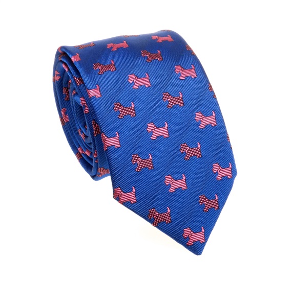 Cravatta Cadetto Blu Schnauzer Rosa