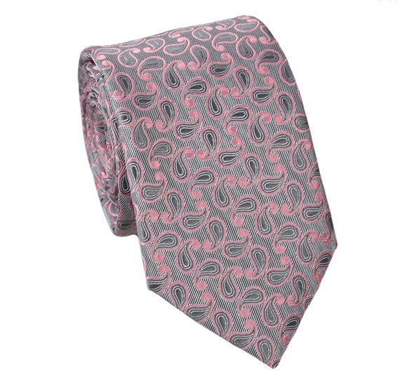 Cravatta Cadetto Grigio Paisley Rosa