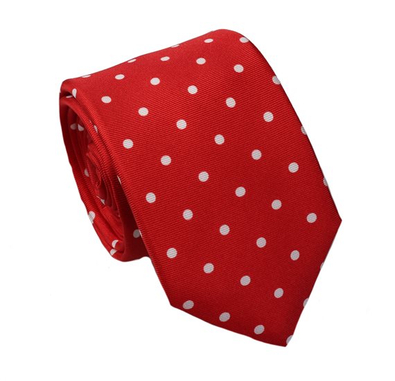Cravatta Cadetto in Seta Rossa a Pois Bianchi