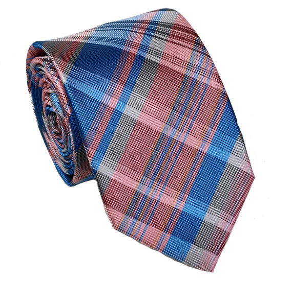 Cravatta a Quadri Rosa e Blu