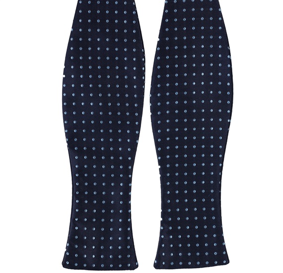 Cravatta a Farfalla Blu Navy a Pois Celesti