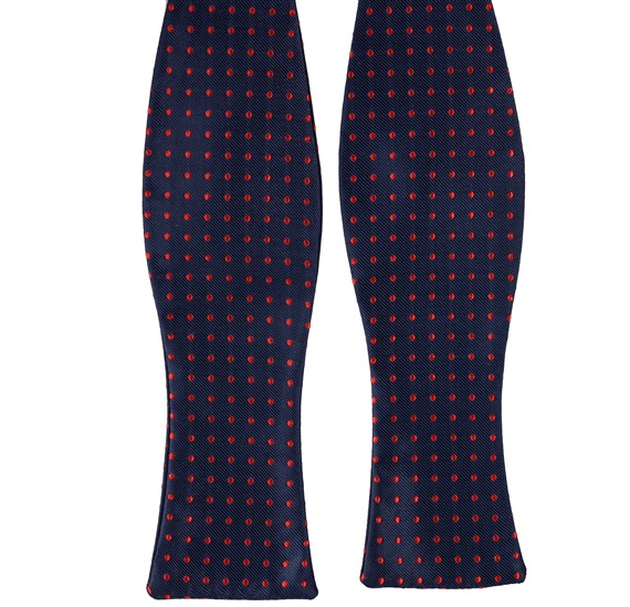 Cravatta a Farfalla Blu Navy con Pois Rossi