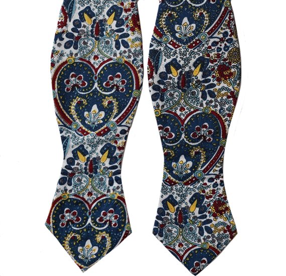 Cravatta a Farfalla Bianca con Cashmere Blu