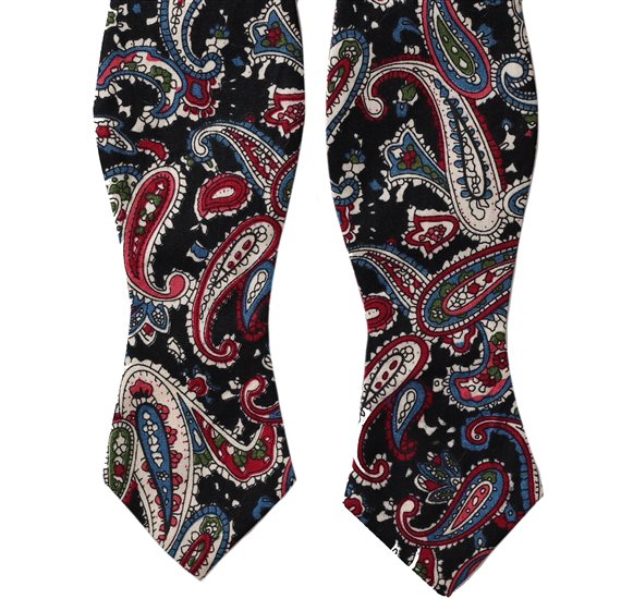 Cravatta a Farfalla Nera con Cashmere Blu e Granata