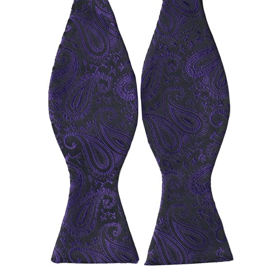 Cravatta a Farfalla Nera Paisley Viola