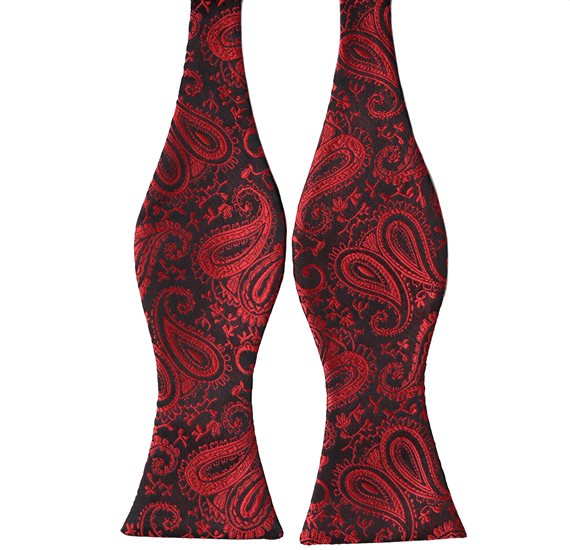 Cravatta a Farfalla Nera Paisley Rosso
