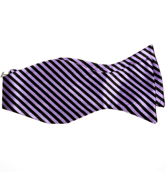 Cravatta a Farfalla Righe Viola e Nere