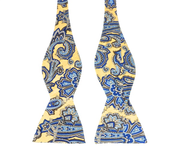 Cravatta a Farfalla in Seta Giallo Cashmere Bluastro