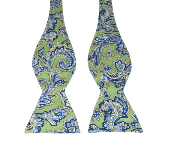 Cravatta a Farfalla in Seta Verde e Cashmere Blu