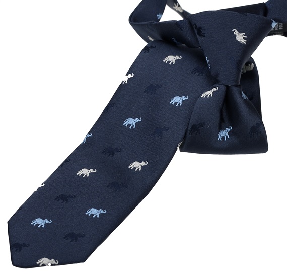 Cravatta Bambino Blu Navy Elefanti