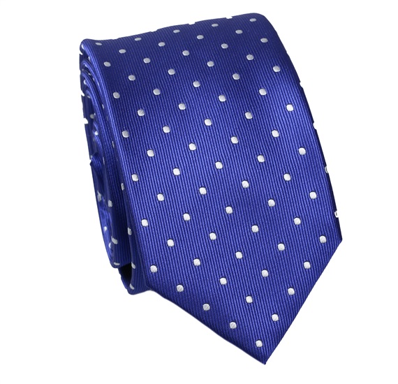 Cravatta Stretta Blu a Pois Bianchi