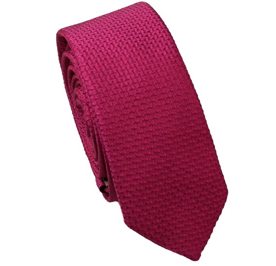 Cravatta Stretta in Seta Magenta Broccato