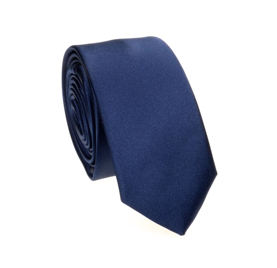 Cravatta Stretta e Fazzoletto Blu Scuro