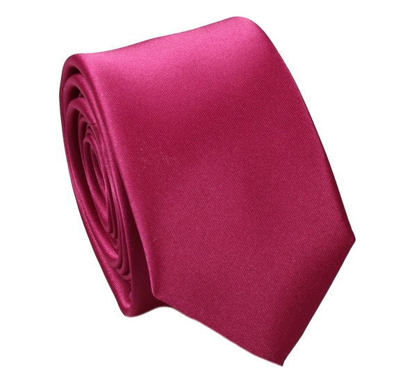 Cravatta Stretta e Fazzoletto Magenta