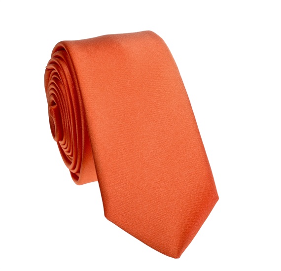 Cravatta Stretta e Fazzoletto Arancione