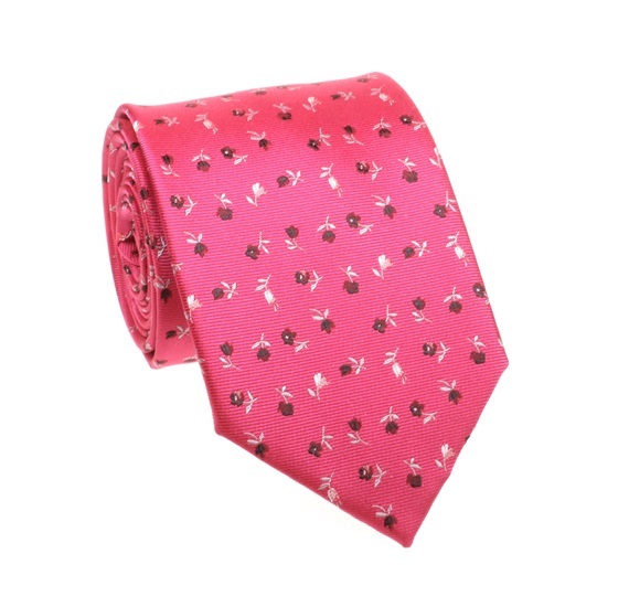 Cravatta Fucsia con Fiori Marroni