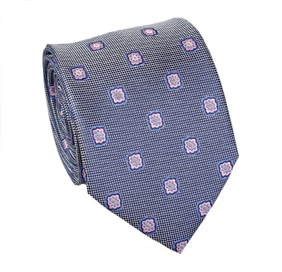 Cravatta Grigio Blu Disegno Geometrico