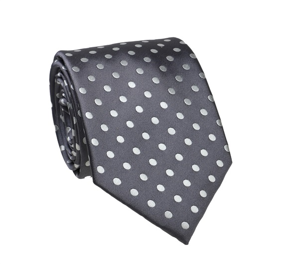Cravatta Grigia Scuro con Pois Bianchi