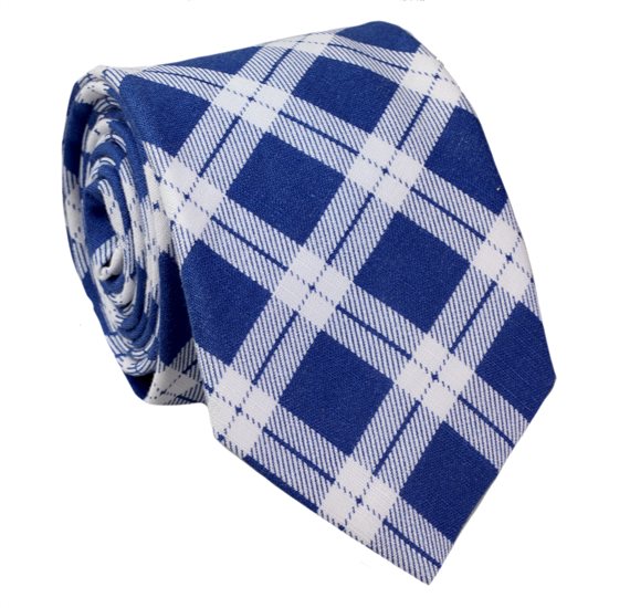 Cravatta in Lino a Quadretti Blu