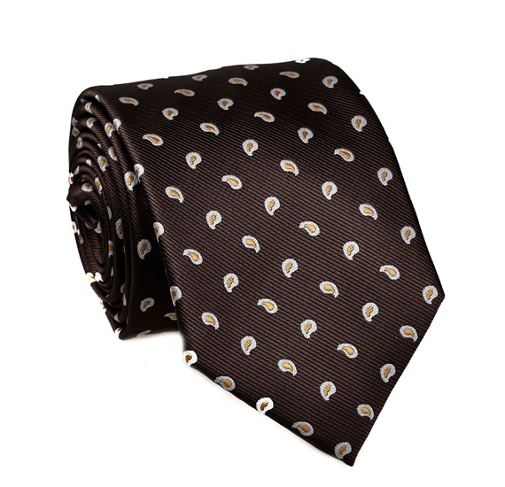Cravatta marrone con cachemire giallo