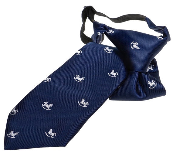Cravatta Bambino Blu Navy con Cavallucci Bianchi