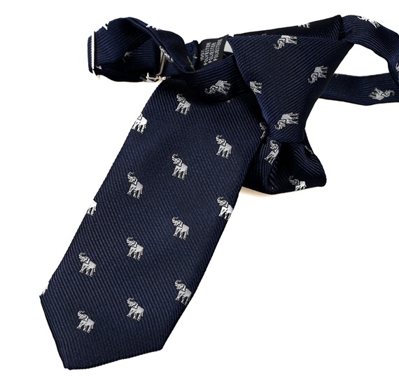 Cravatta Bambino Blu Navy con Elefanti Bianchi