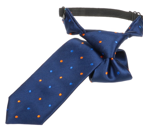 Cravatta Bambino Blu Navy a Pois Arancioni