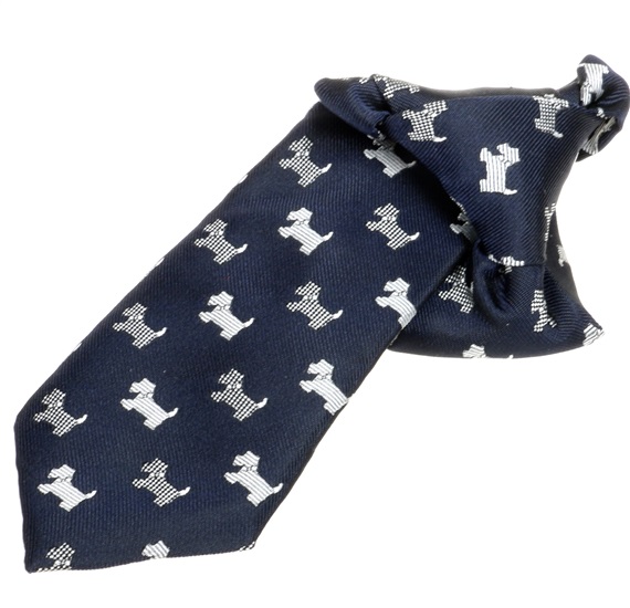 Cravatta Bambino Blu Navy con Schnauzer Bianco