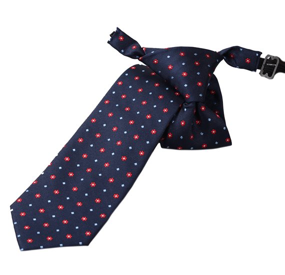 Cravatta Bambino Blu Navy Fiori Rossi