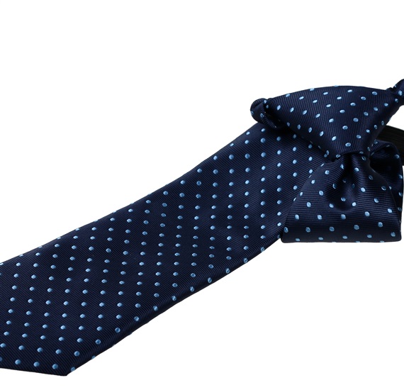 Cravatta Bambino Blu Navy Pois Celeste