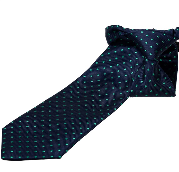 Cravatta Bambino Blu Navy Pois Verdi