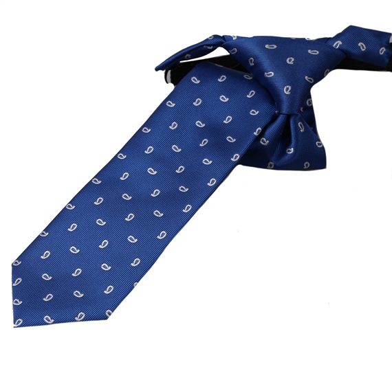 Cravatta Bambino Blu Cachemire Bianco