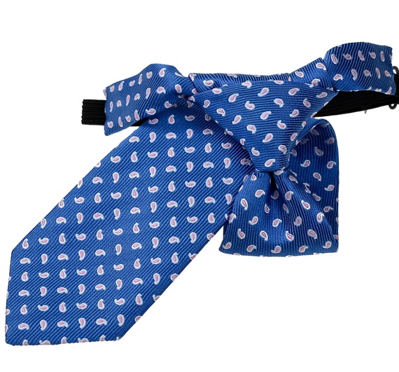 Cravatta Bambino Blu con Cashmere Rosa